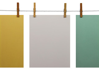 Image showing Colorful paper sheets on a clothes line (+clipping path)