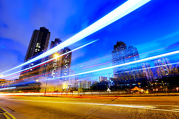 Image showing Traffic on highway at dusk 