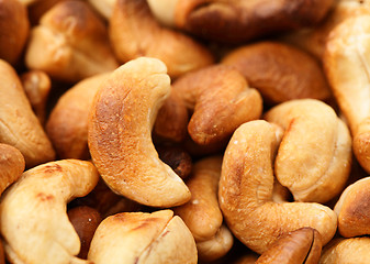 Image showing Roasted cashew nuts close up