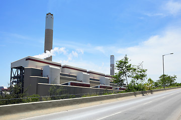 Image showing Electricity plant with asphalt road