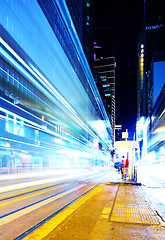 Image showing City at night with busy traffic