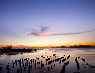 Image showing Sunset with sea