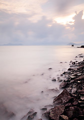 Image showing Sea coast wave and rock 