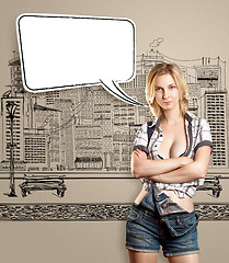 Image showing Woman With Breast and Speech Bubble