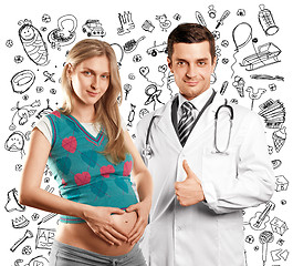 Image showing Pregnant Woman With Doctor