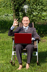 Image showing Businessman Working Outdoors