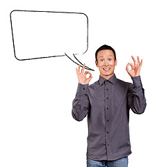 Image showing Asian Man Shows OK with Speech Bubble