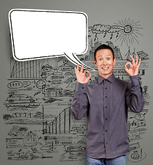 Image showing Asian Man Shows OK with Speech Bubble