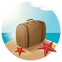 Image showing Suitcase At The Sea Beach