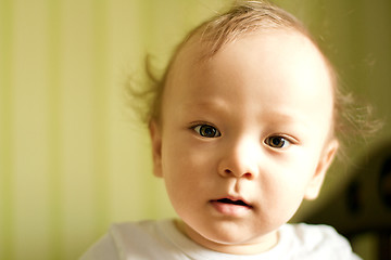 Image showing Cute baby boy with funny hair