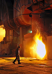 Image showing A steel worker in factory