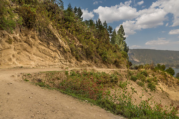 Image showing Dirt road going around the hills