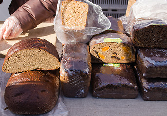 Image showing healthy ecologic natural bread loaf sell market 