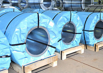 Image showing rolls of steel sheet