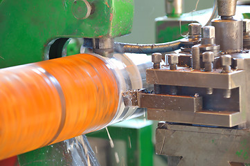 Image showing Turning lathe in action