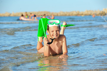 Image showing boy in the sea on a beach