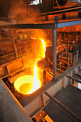 Image showing Foundry - molten metal poured