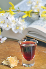 Image showing Communion bread and wine 