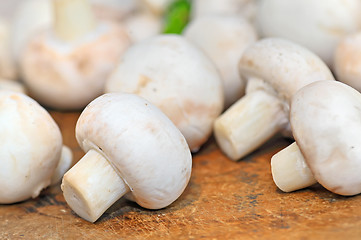 Image showing closeup of raw flat mushrooms 