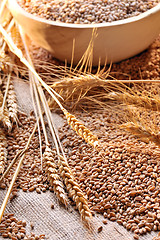 Image showing wheat seeds on rough material