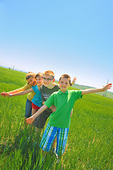 Image showing kids play in wheat field