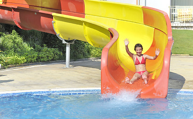 Image showing girl on waterslide 