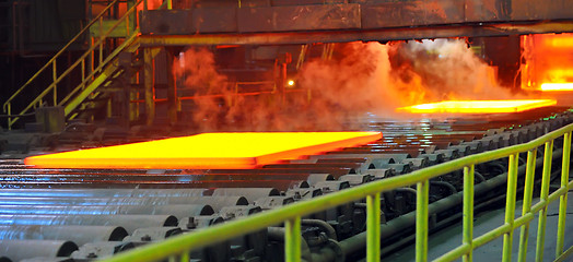 Image showing hot steel on conveyor