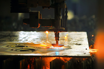 Image showing Laser cutting metal sheet