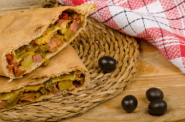 Image showing Freshly baked calzone