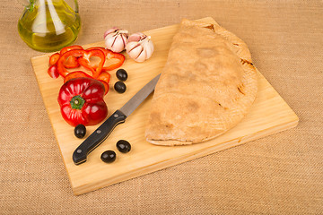 Image showing Calzone and ingredients
