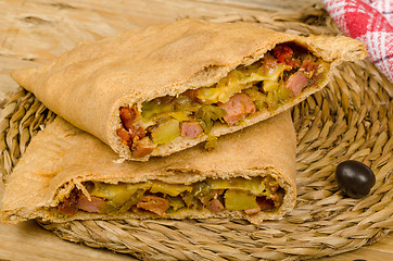 Image showing Freshly baked calzone