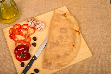 Image showing Calzone and ingredients