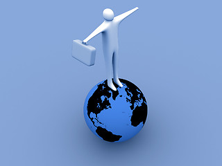 Image showing 3d person standing on the globe.