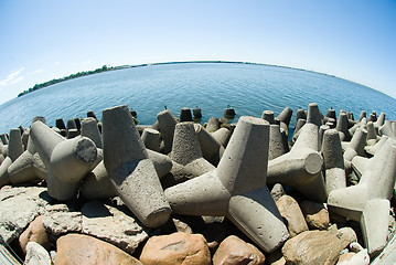 Image showing Concrete breakwater of Baltic sea channel