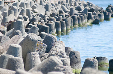 Image showing Concrete breakwater of Baltic sea channel