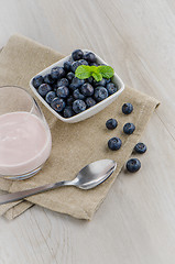 Image showing Yogurt with fresh blueberries