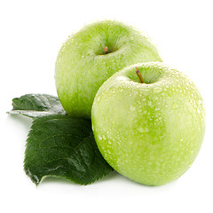 Image showing Two fresh green apples