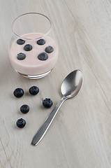 Image showing Yogurt with fresh blueberries