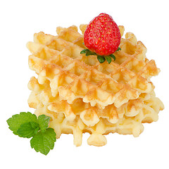 Image showing Waffles and strawberry