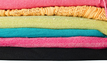 Image showing Pile of colorful scarves