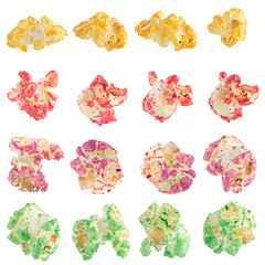 Image showing Popped  color kernels of pop corn snack