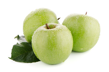 Image showing Three fresh green apples