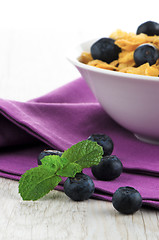 Image showing Cereal and blueberries