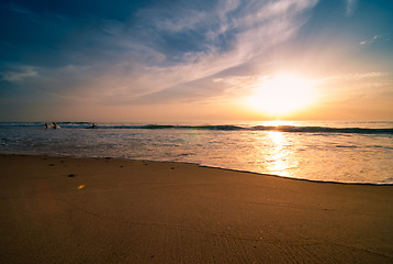 Image showing Sunset and beach 