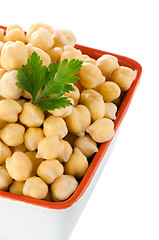 Image showing Closeup of a bowl with boiled chickpeas