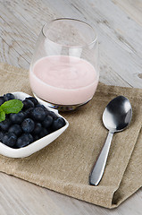 Image showing Yogurt with fresh blueberries