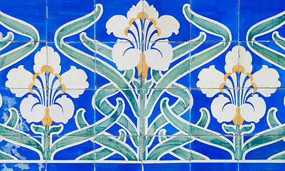 Image showing Traditional Portuguese glazed tiles