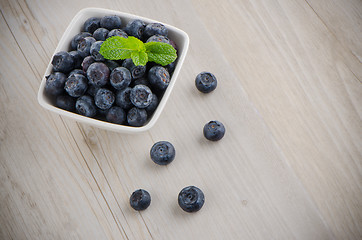 Image showing Blueberries in small bowl