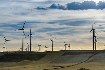 Image showing Wind power turbines