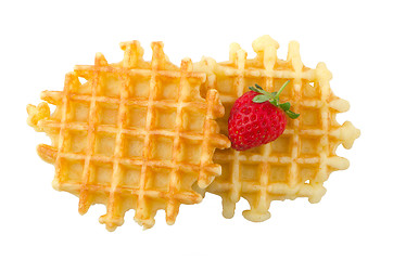 Image showing Waffles and strawberry